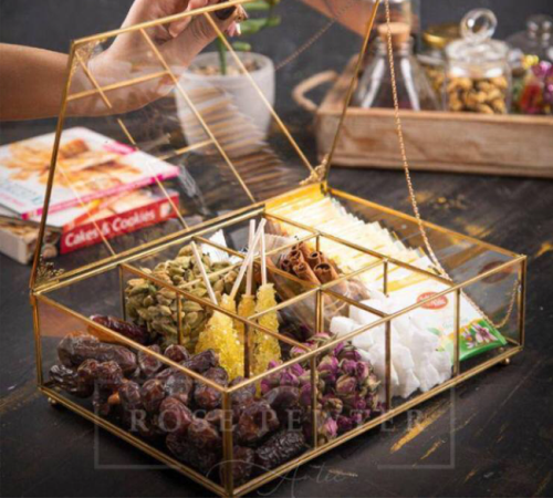 تی بگ 8 خانه برنجی شیشه ای رنگ ثابت