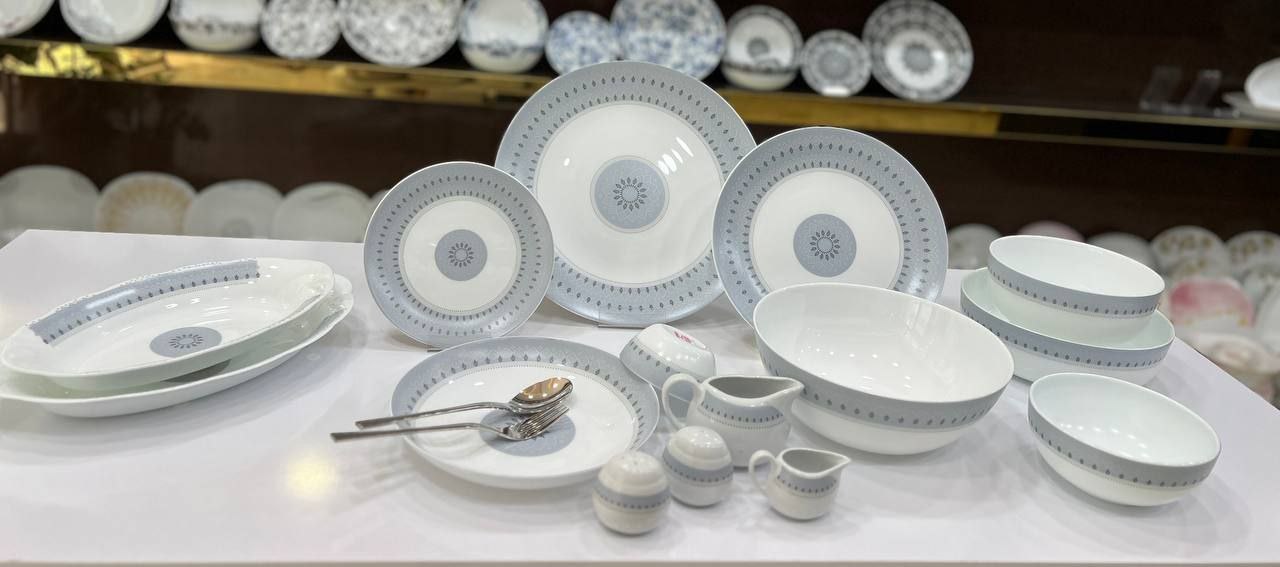 سرویس ۴۲ پارچه گرد کلاسیک برند  دینو مدل جتون خاکستری