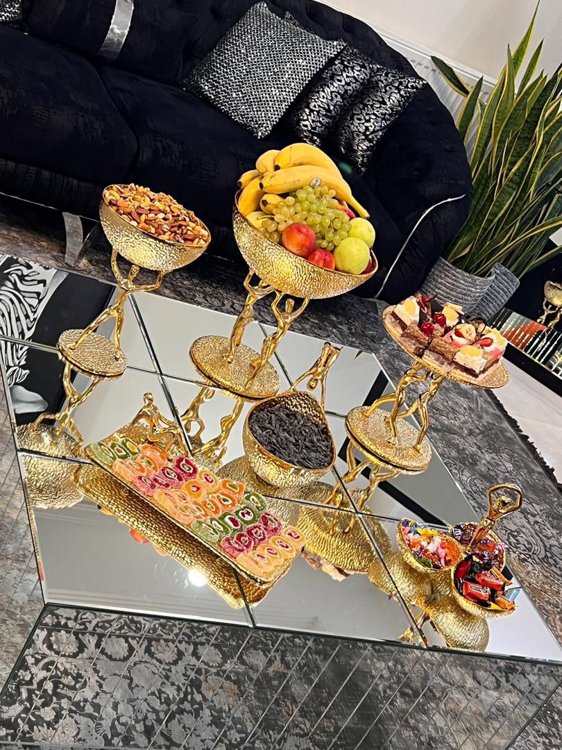 سرویس پذیرایی بالرین ۶ تیکه آبکاری با کیفیت در دو رنگ طلایی و نقره ای