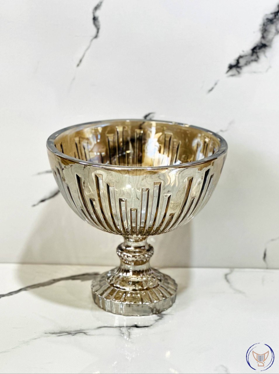 کاسه آجیل خوری پایه شیشه شامپاینی PVD