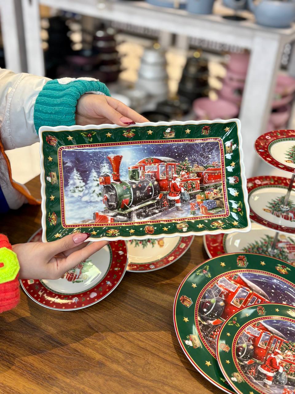 دیس مستطیل تکی چینی کریسمسی بابانوئل