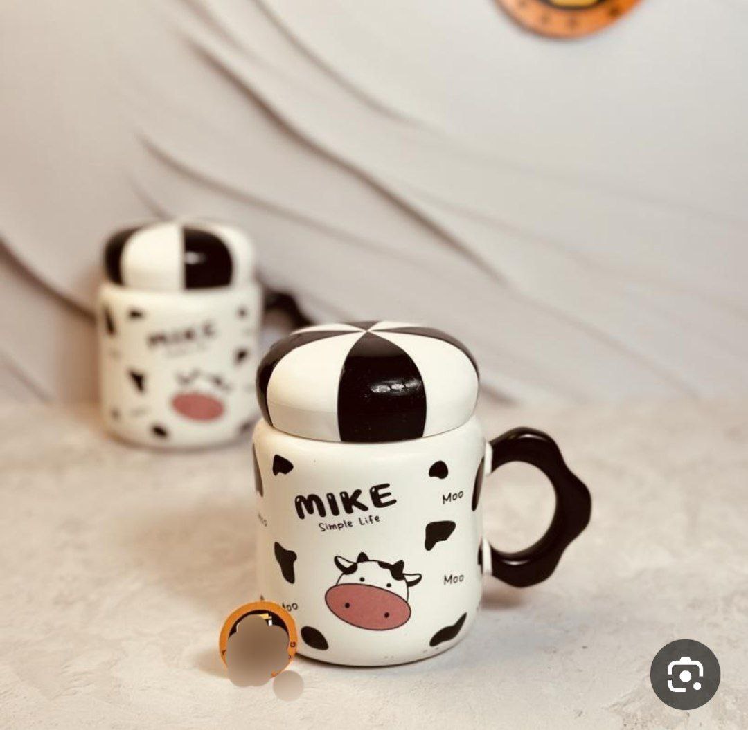 ماگ درب دار طرح مایک گاو چینی درجه یک