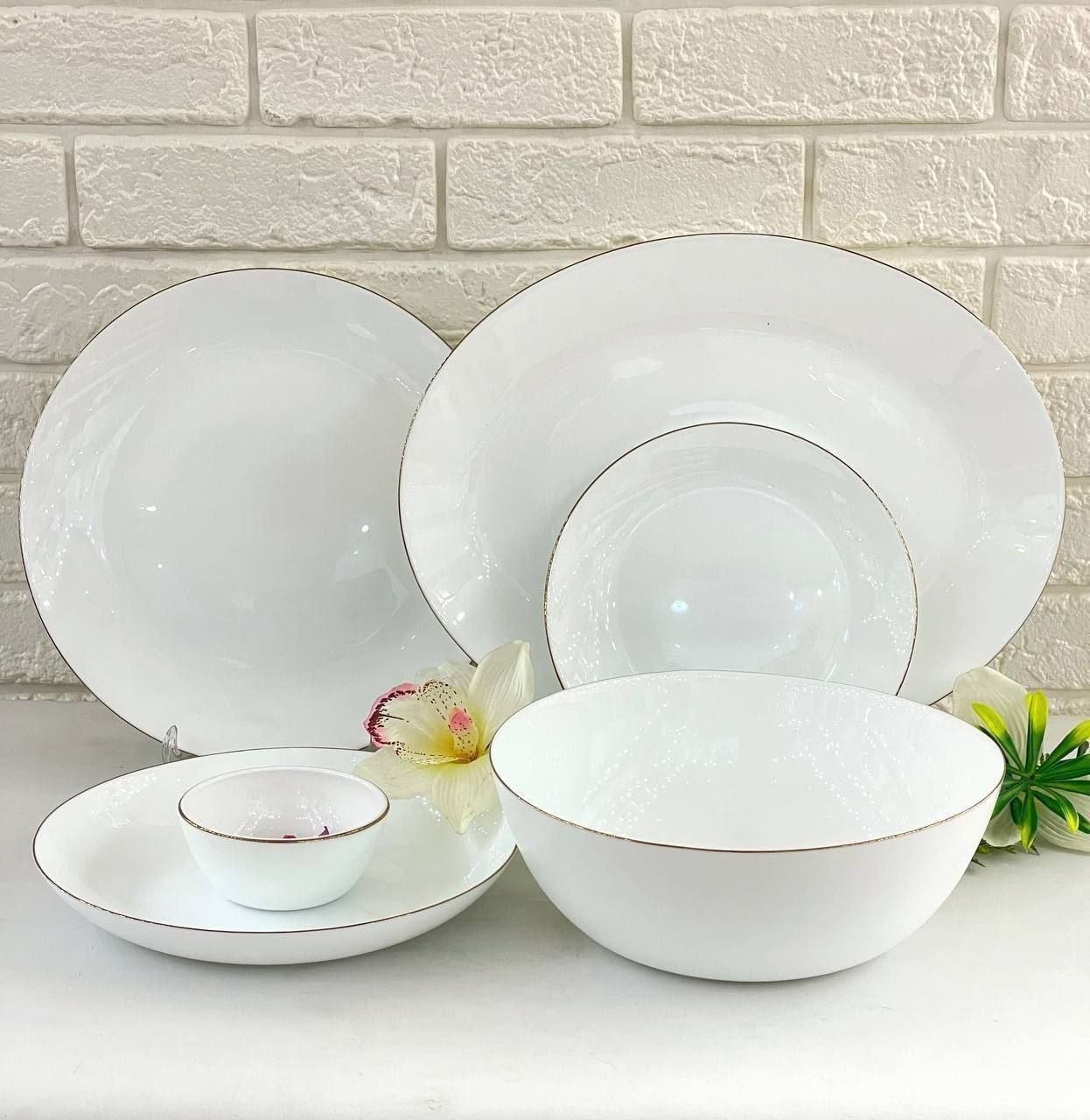 سرویس پذیرایی ۲۶ پارچه ۶ نفره لب طلا گرد جنس طلا هلند درجه یک